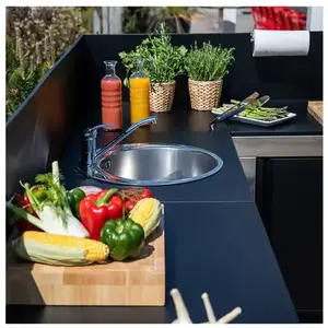 Cuisine extérieure Modulo noir et inox - Crédance 60 cm (compatible de...Vendu parcdiscount