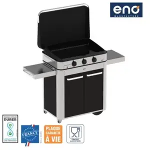 Plancha gaz ENO Combo Enosign 80 Inox et Noir pas cher