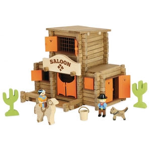 JEUJURA - Far West - Saloon - Jeu de construction en bois - 170 pièces pas cher