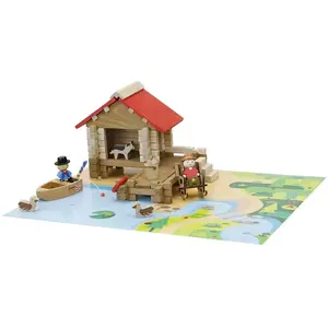 JEUJURA - La cabane de pêche - 90 pièces - Jeu de construction en bois pas cher