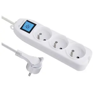 ELECTRALINE Bloc 3x2P fiche plate avec interrupteur 3G1 - 1.5 m - Blan... pas cher