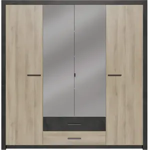 Colorado Armoire 4 Portes - Décor Chene Kronberg - L 198 X H 203,1 X 5... pas cher