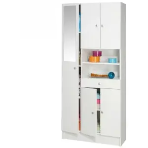 Colonne de salle de bain - 5 Portes - 1 tiroir - miroir - Blanc mat - L82 x P32 x H180 cm - DEMEYERE pas cher