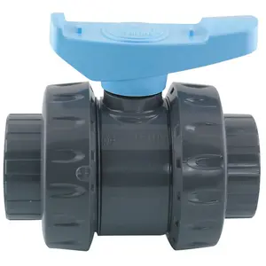 Vanne PVC INTERPLAST - PN 16 - Ø 63 mm - Double union - Poignée bleue pas cher