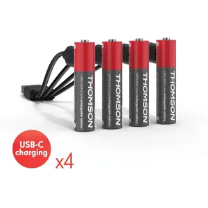 Lot de 4 Piles AAA / LR03 Li-ion 1.5V rechargeables par USB-C avec câble multi USB - 520302 Thomson pas cher