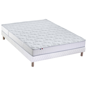 IDLiterie Ensemble Matelas 100% Latex 3 Zones Sommier Blanc 140x190 pas cher