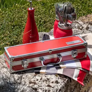 Mallette barbecue inox - LE MARQUIER - spatule, fourchette, pince - ro...