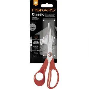 Fiskars Ciseaux universels pour gaucher - 21 cm - rouge pas cher