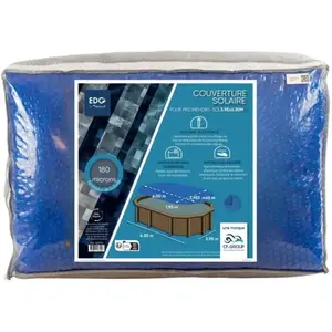 Bache Solaire 365x600 Bleue Foncée 180 Microns  Sans Ourlet EDG  pour piscine tubulaire 375X610