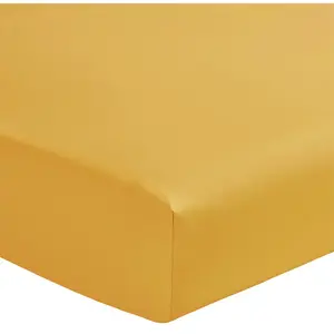Drap housse uni en percale de coton bonnet de 30cm PREMIÈRE - ESSIX - 90 x 200 cm - Jaune Sahara pas cher