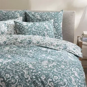 Guild Housse De Couette En Percale De Coton Bleu 140x200cm pas cher