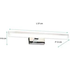 Applique de salle de bain 57cm chrome (12W 960lm 4000K IP44) - Voltman pas cher