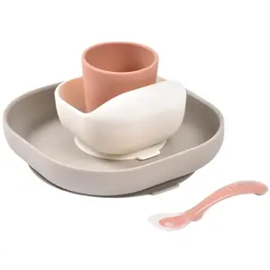 Beaba, Vaisselle + couverts pour enfants, Silikon Geschirr-Set 4-tlg terrakotta pas cher