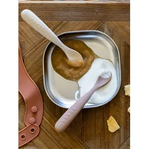 Béaba Lot de 2 cuillères silicone 1er âge avec boîte de transport Duo argile pas cher