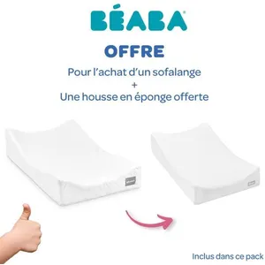 BEABA, Matelas à langer Sofalange + Drap housse éponge non imperméable, blanc pas cher