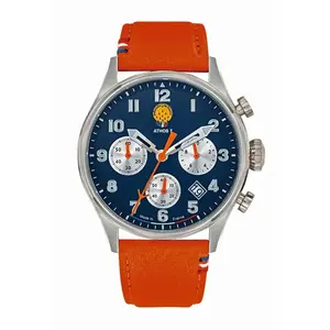 Montre Patrouille de France Chronographe Cadran Bleu Bracelet Marron A7-100EG-668137 pas cher