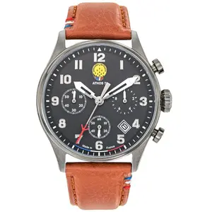 Montre Patrouille de France Chronographe Cadran Noir Bracelet Marron A... pas cher