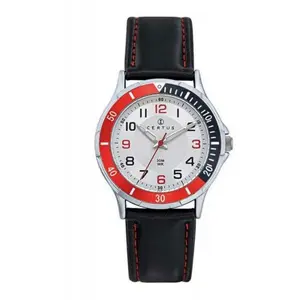 Montre Enfant - CERTUS - 647525 - Cuir Synthétique Noir - Étanchéité 30m - Affichage Analogique pas cher