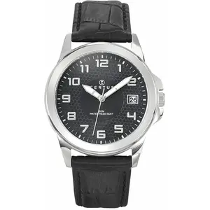 Montre - CERTUS - Cuir Noir - Homme - Quartz - Verre minéral pas cher