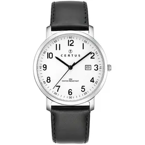 Montre - CERTUS - 611078 - Acier - Cuir Noir - Étanchéité 30m pas cher