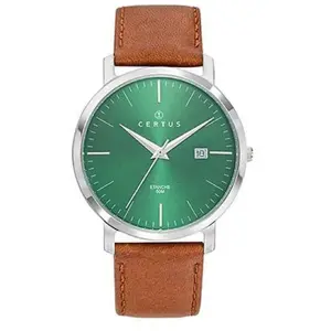 Montre - CERTUS - 611198 - Acier - Cuir Marron - Étanchéité 30m - Analogique pas cher