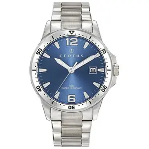Bracelet acier homme - CERTUS - Montre Certus acier fond bleu - Couleur de la matière:Blanc pas cher