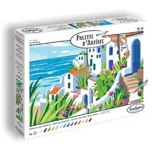 Peinture acrylique - SENTOSPHERE - Palette Dartiste - La Riviera - Peinture à numéro pour adulte - Tableau en carte toilée