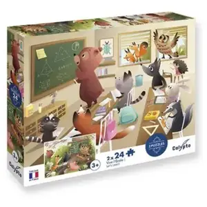 2 puzzles 24 pieces - Vive l ecole - Calypto - Sentosphere pas cher