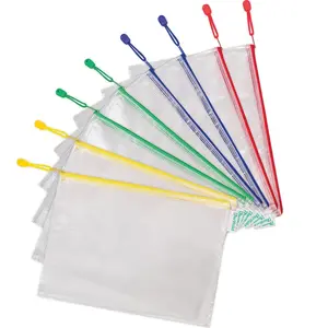 Djois Tarifold Fr 509009- Lot de 8 Pochettes Plastique A4 Zip, Fermeture éclair Document Chemises transparentes Dossier pour Bureaux, Voyage, école, Maison, 4 Couleurs Assortie pas cher