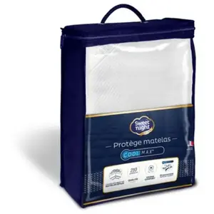 SWEETNIGHT Protège-matelas PREMIUM MARIN 90x190 / 200 cm - Blanc pas cher