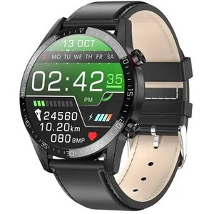RUMOCOVO Montre Connectée pour hommes, bracelet d'activités sportives, avec Bluetooth, étanche IP67 ,Cuir noir pas cher