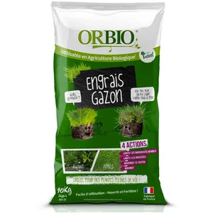 Engrais gazon 4 actions Orbio 10 kg pas cher