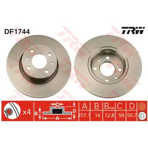 TRW Disques de frein pour LANCIA: Thema & FIAT: Croma (Ref: DF1744) pas cher