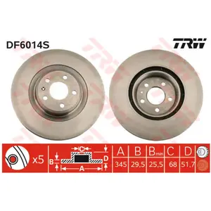 TRW Disques de frein pour AUDI: S4, S5, A4, Q5, A5 (Ref: DF6014S)Vendu paroscaro