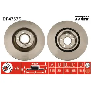 TRW Disques de frein pour AUDI: S4, A4 (Ref: DF4757S) pas cher
