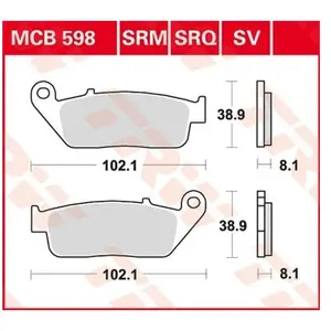 TRW MCB598SV Plaquettes de Freins Sinter Street, TÜV Homologué pas cher
