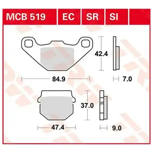 TRW Plaquettes de frein, et mâchoires moto, MCB519SI Sinter offroad