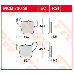 Comparateur de prix : TRW MCB730SI Plaquette de Frein