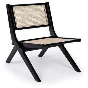 MENZZO Chaise pliante Masdam Bois massif brun foncé et cannage en rotin - Chaises Salle À Manger pas cher