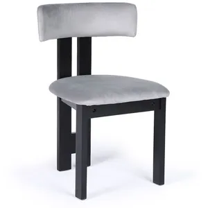 MENZZO Chaise de salle à manger design Ceriz Bois noir et Velours Gris... pas cher