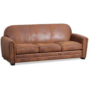 Canapé - MENZZO - Club Perle - 3 places - Marron - Tissu vintage pas cher