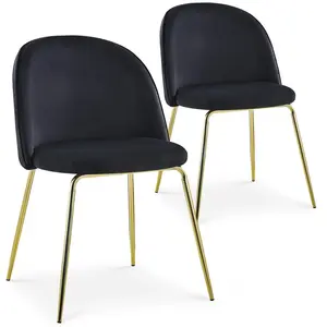 MENZZO Lot de 2 chaises Spectra Velours Noir pas cher