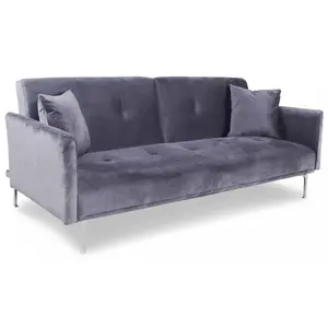 Canapé convertible clic-clac 3 places Carla Velours Gris - MENZZO - Contemporain - Design - Dimensions 191x92 cm pas cher