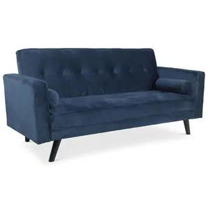 Canapé convertible scandinave Slow Velours Bleu - MENZZO - Convertible - Bleu - Quotidien - Moelleux pas cher