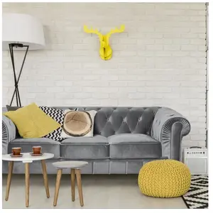 Canapé Chesterfield Velours Argent - MENZZO - 3 places - Gris - Elégan... pas cher