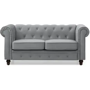Canapé Chesterfield Velours Argent - MENZZO - 2 places - Classique - I... pas cher