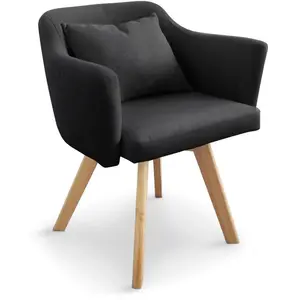 MENZZO Chaise / Fauteuil scandinave Dantes Tissu Noir pas cher