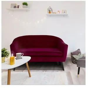 MENZZO Canapé 2 places scandinaves Savoy Velours Bordeaux pas cher