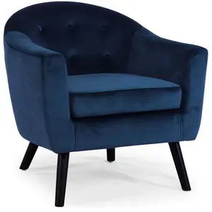 MENZZO Fauteuil scandinave Savoy Velours Bleu pas cher