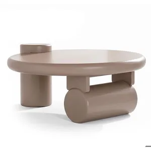 MENZZO Table basse ronde asymétrique 100cm Yang Taupe pas cher